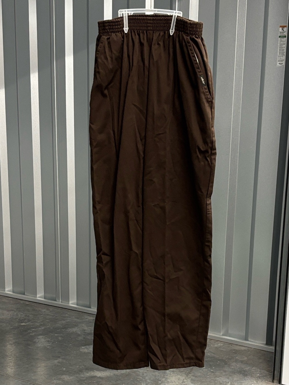 chic Petite Dark Brown Elastic-Waist 100% Cotton Slip On Khaki Pants 8P